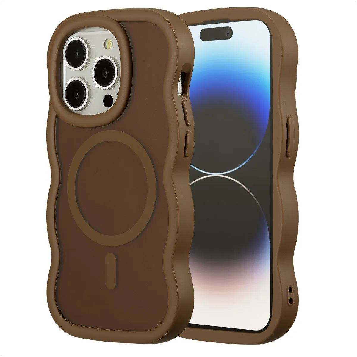 Selencia Wavy Case iPhone 14 Pro - Mocha Brown