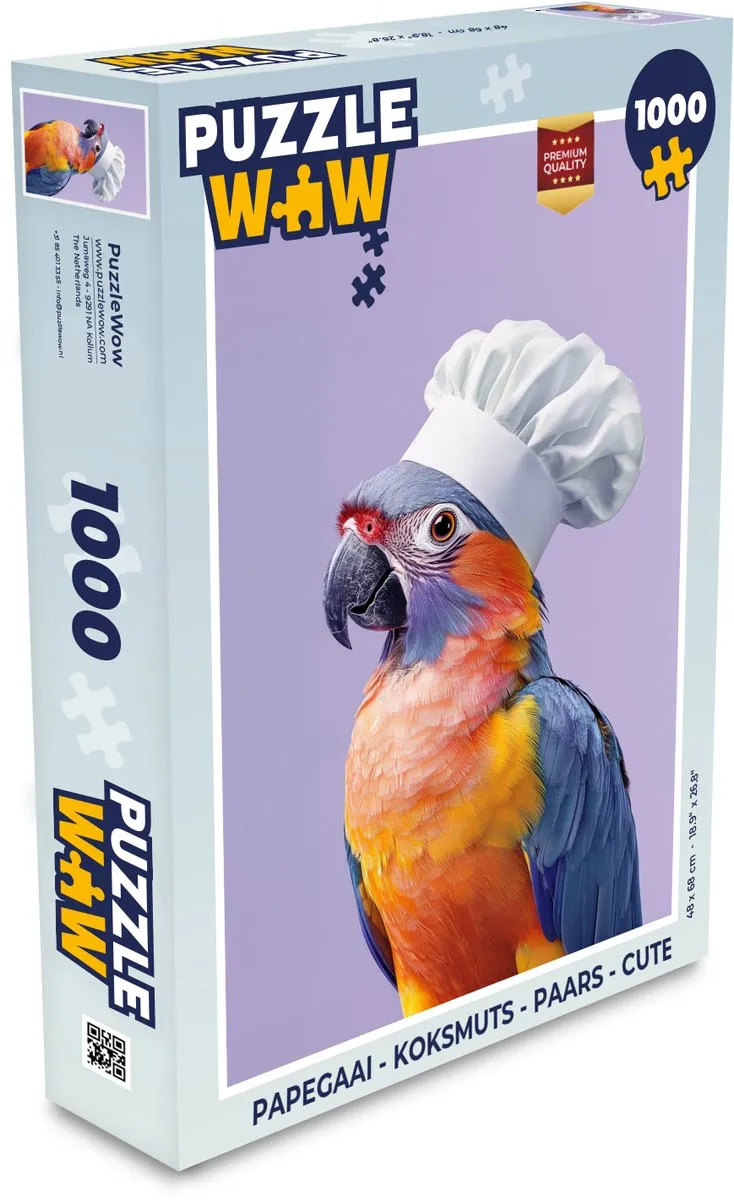 PuzzleWow Papegaai Koksmuts Legpuzzel 1000 Stuks - Paars