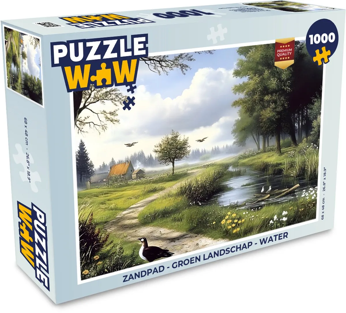 PuzzleWow Legpuzzel 1000 Stuks - Groen Landschap met Water