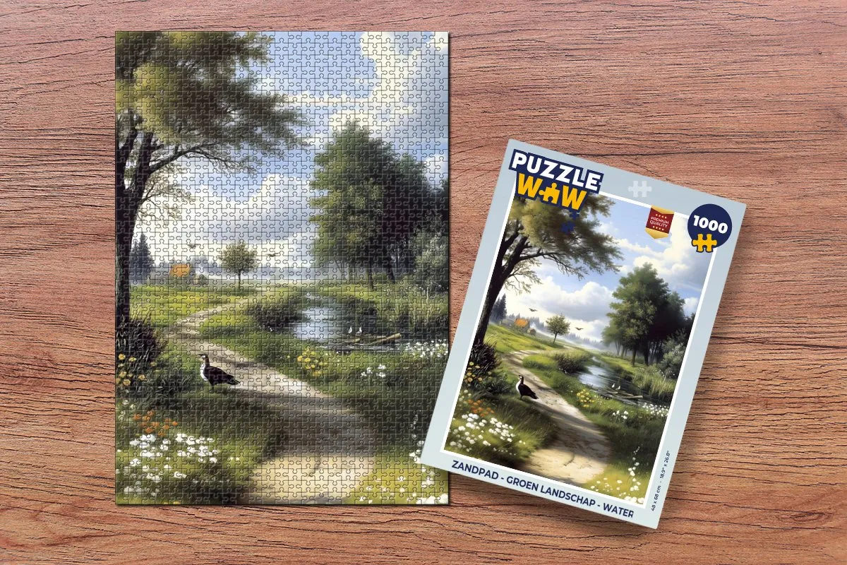 PuzzleWow Legpuzzel 1000 Stuks - Groen Landschap met Water