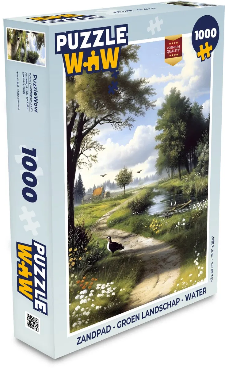 PuzzleWow Legpuzzel 1000 Stuks - Groen Landschap met Water