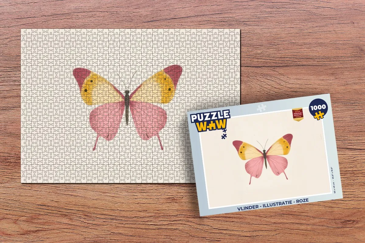 PuzzleWow Vlinder Legpuzzel 1000 Stuks - Roze