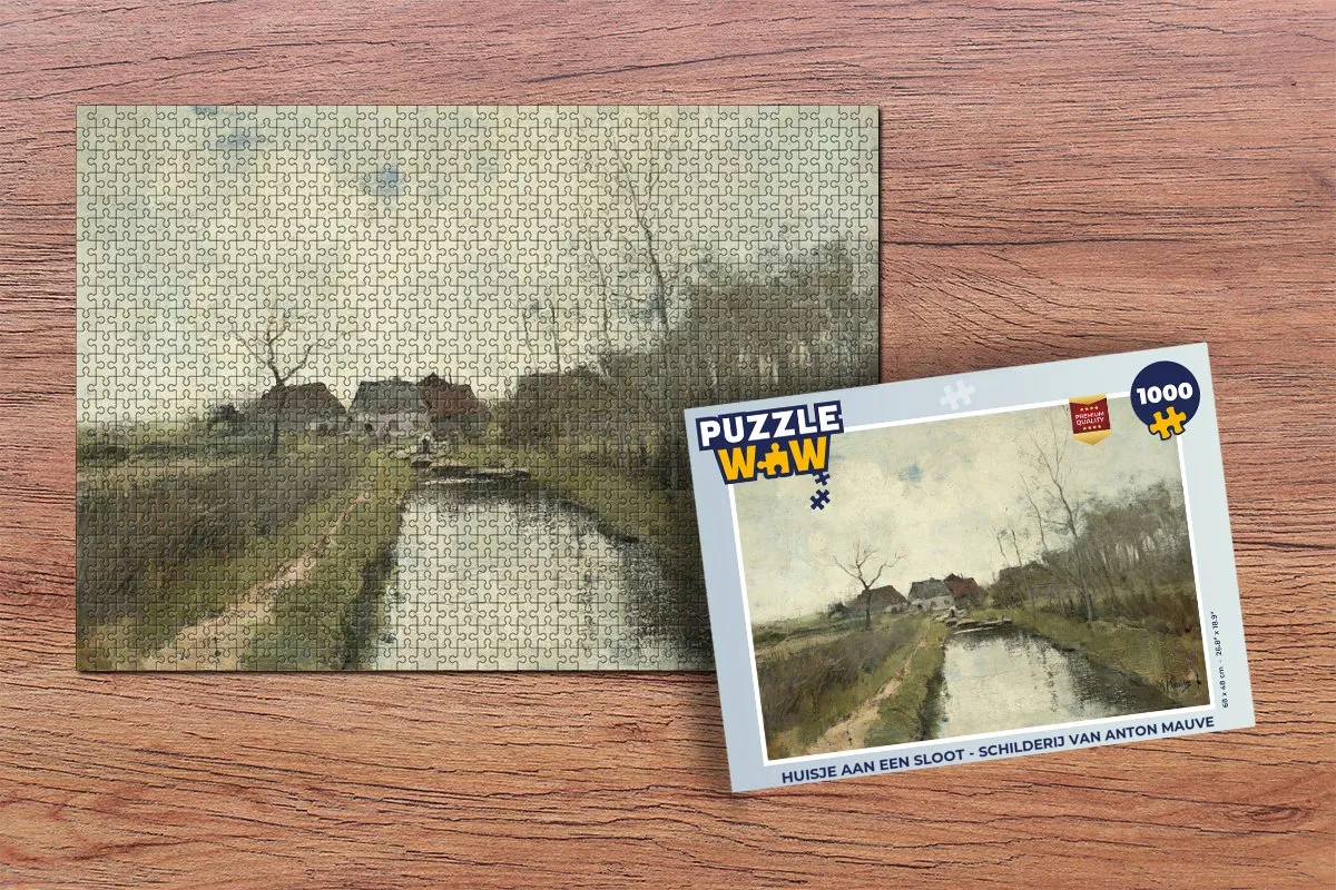 PuzzleWow Huisje aan een sloot - Anton Mauve Legpuzzel 1000 Stuks - Multicolor