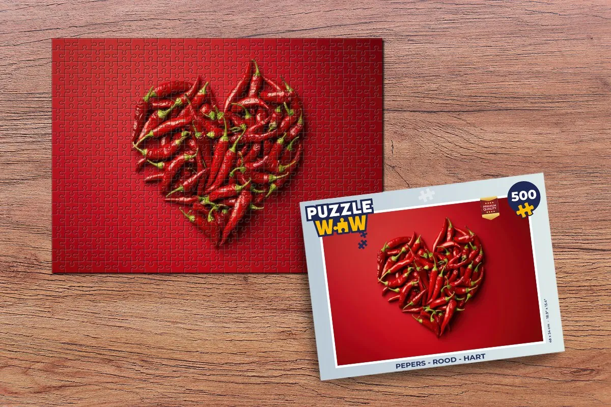 PuzzleWow Pepers Hart Legpuzzel 500 Stuks - Rood