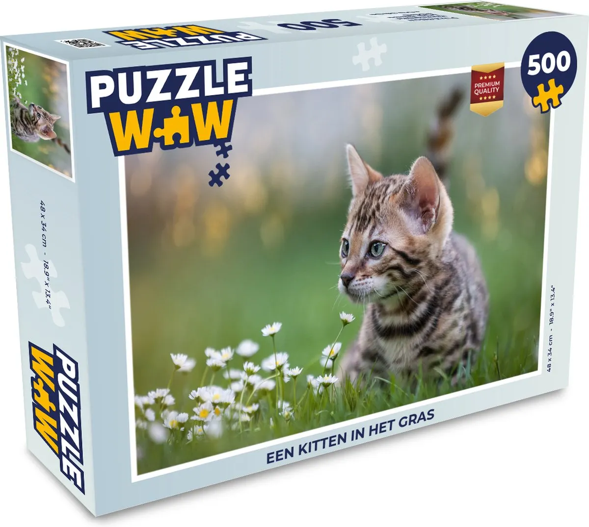 PuzzleWow Legpuzzel Een kitten in het gras 500 Stuks