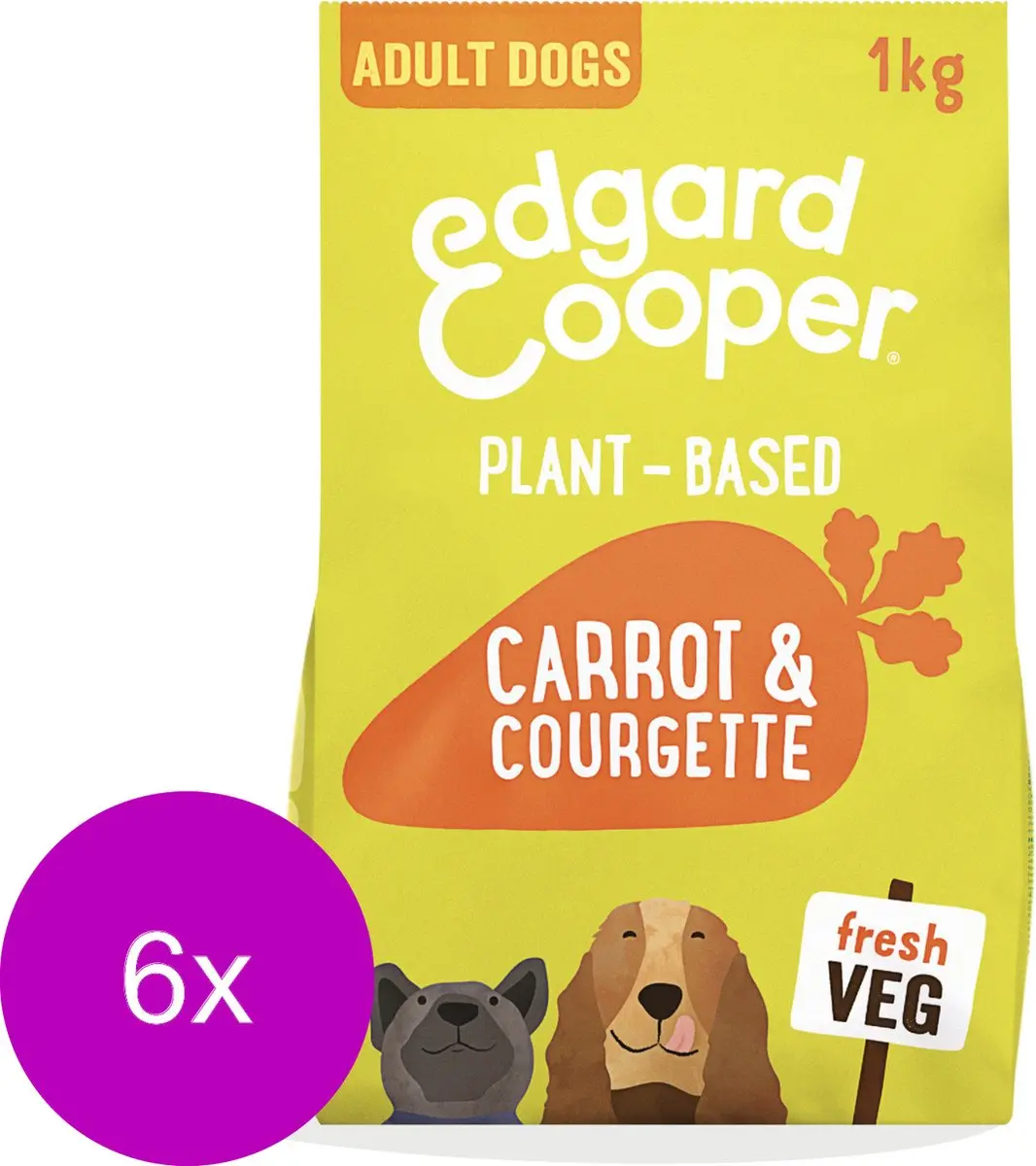 Edgard & Cooper Plantbased Adult Wortel & Courgette Hondenvoer - 6x1kg