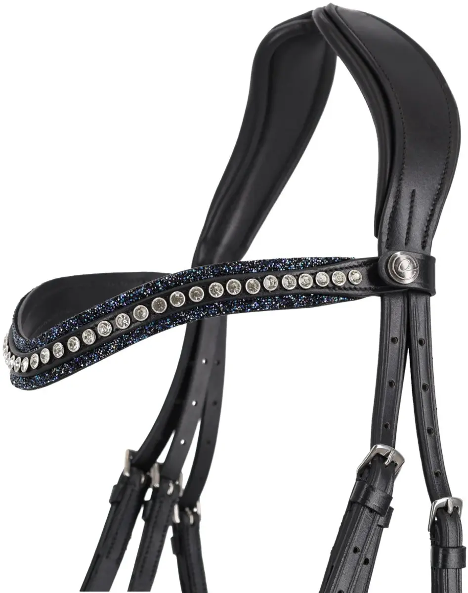 QHP Skye Frontriem - Pony - Zwart-blauw - afbeelding 2 van 6