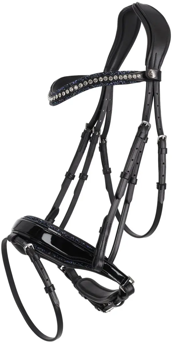QHP Skye Frontriem - Pony - Zwart-blauw - afbeelding 5 van 6