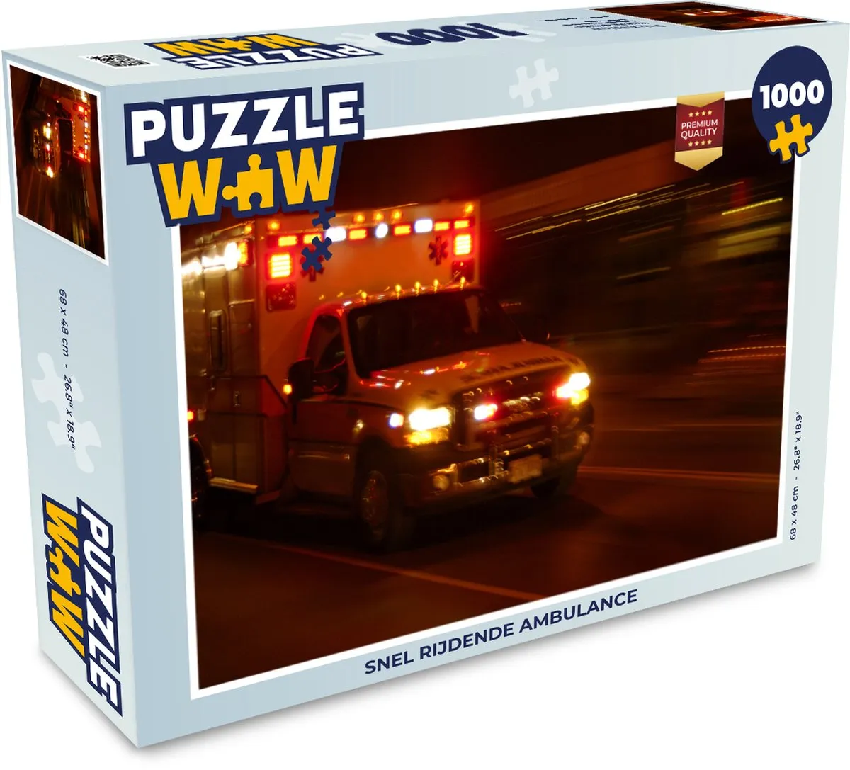 PuzzleWow Snel Rijdende Ambulance Legpuzzel 1000 Stuks - Multicolor