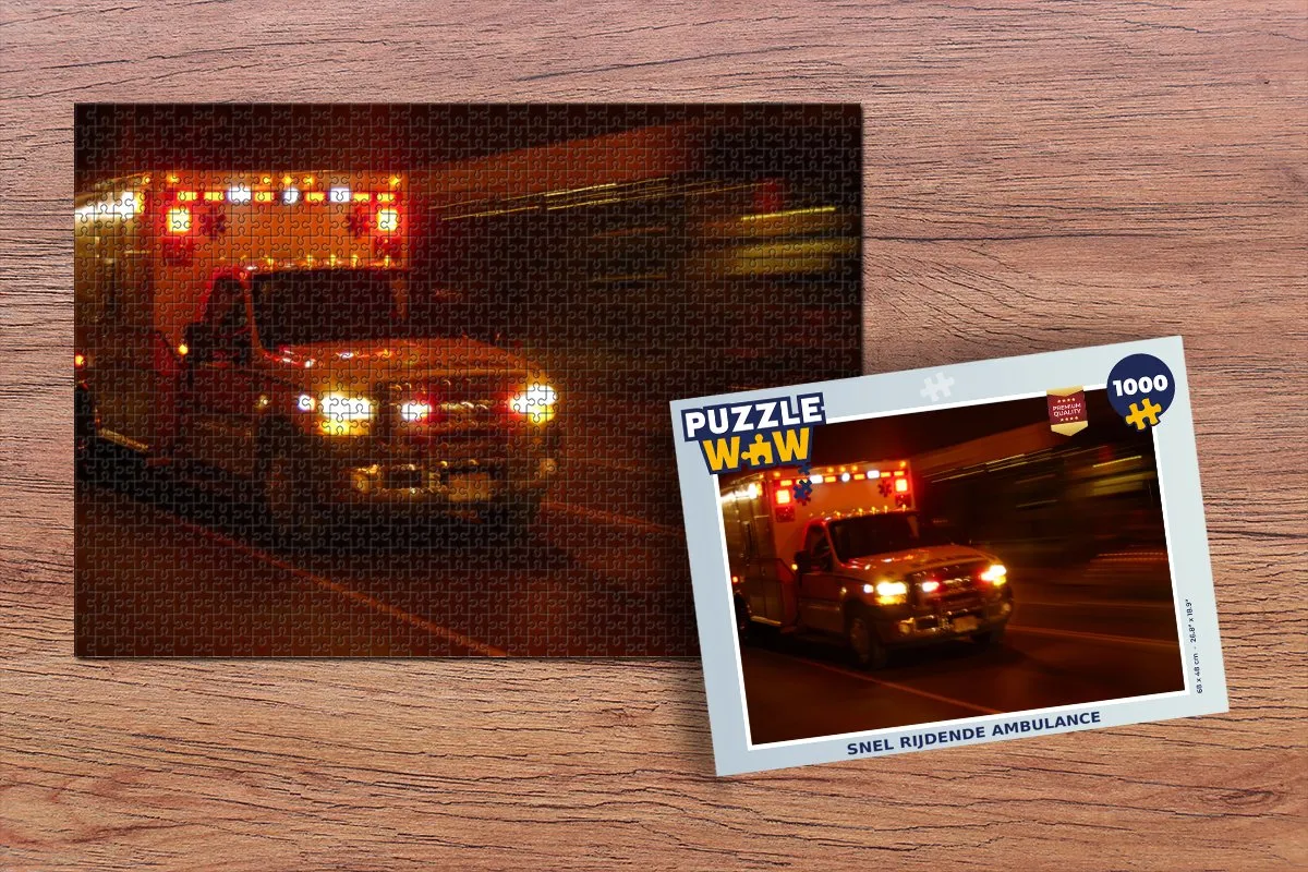 PuzzleWow Snel Rijdende Ambulance Legpuzzel 1000 Stuks