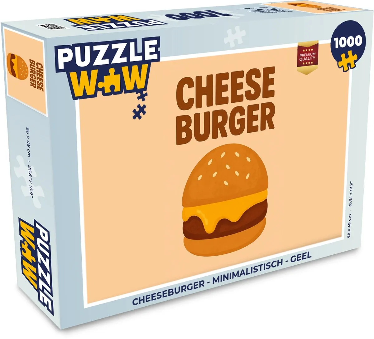PuzzleWow Cheeseburger Legpuzzel 1000 Stuks - Geel