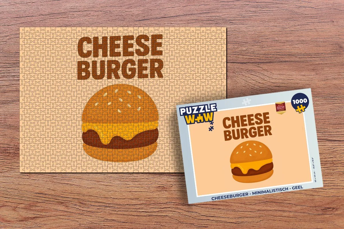 PuzzleWow Cheeseburger Legpuzzel 1000 Stuks - Geel