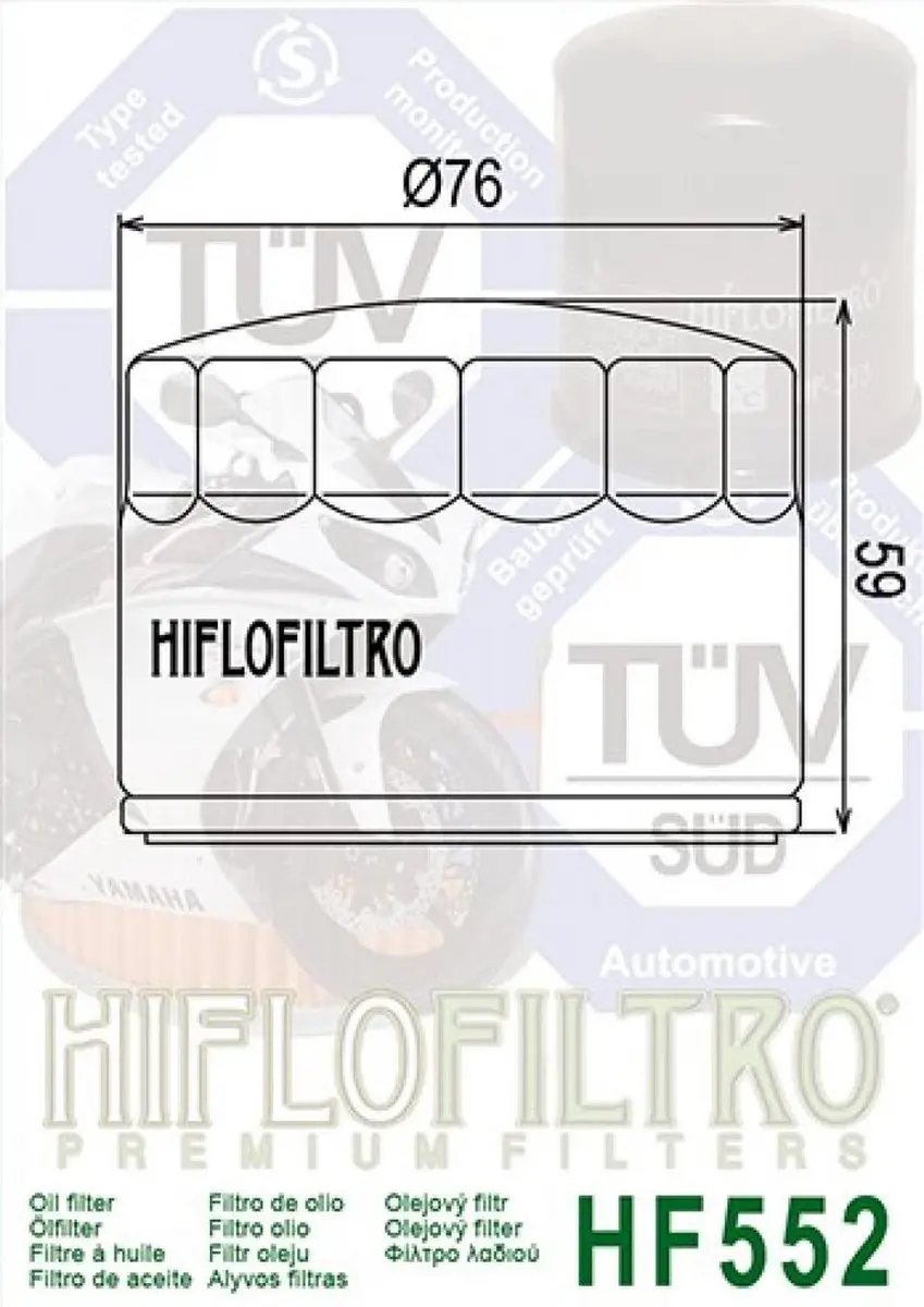 HifloFiltro Oliefilter HF552 Moto Guzzi 850 - Noir - afbeelding 2 van 4