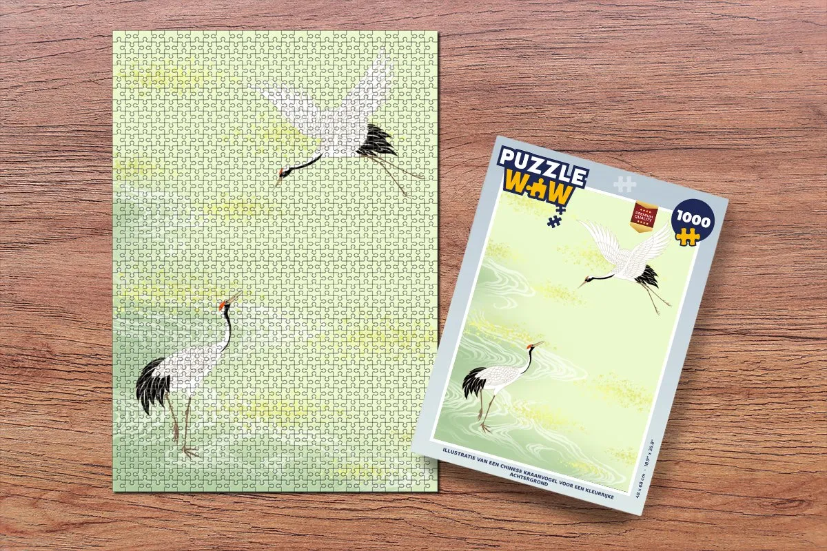 PuzzleWow Legpuzzel Chinese Kraanvogel 1000 Stuks - Multicolor