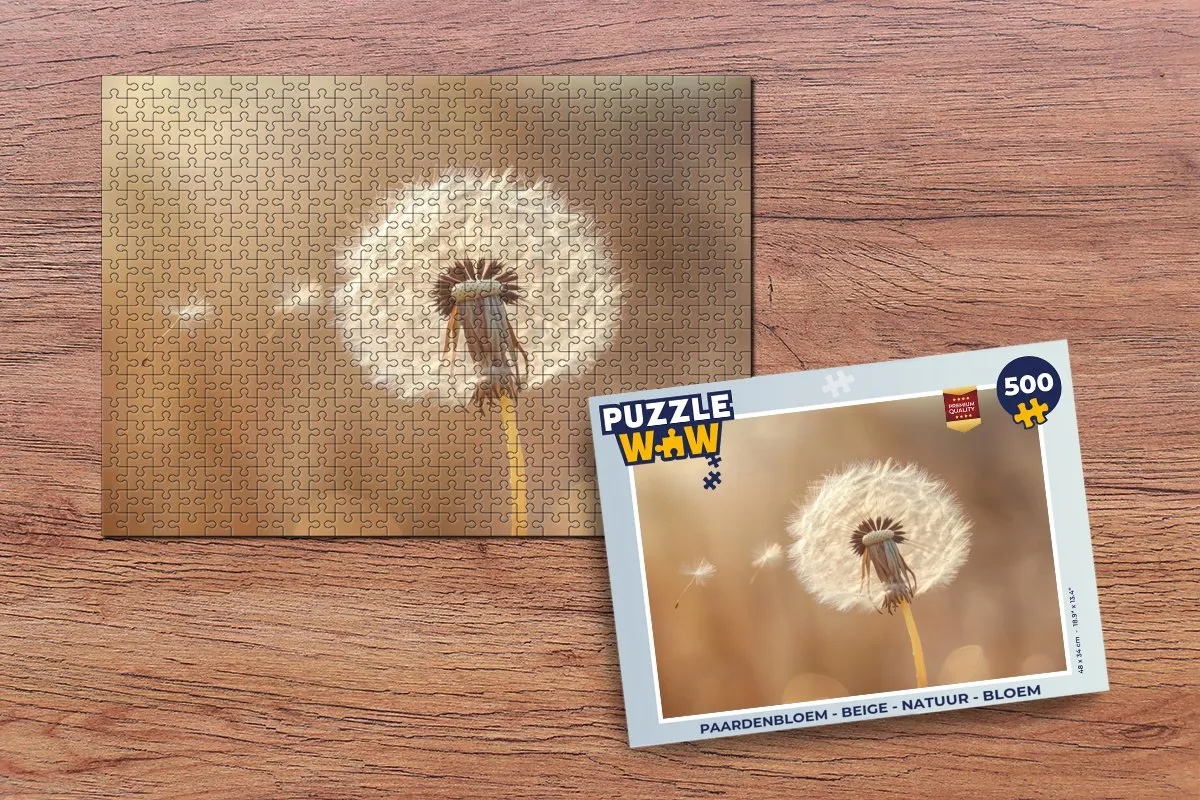 PuzzleWow Paardenbloem Legpuzzel 500 Stuks - Beige