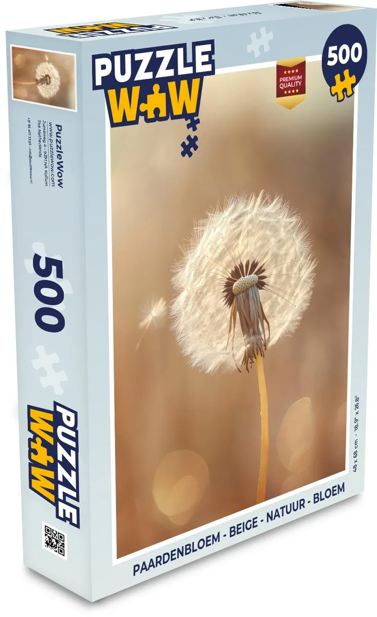 PuzzleWow Paardenbloem Legpuzzel 500 Stuks - Beige