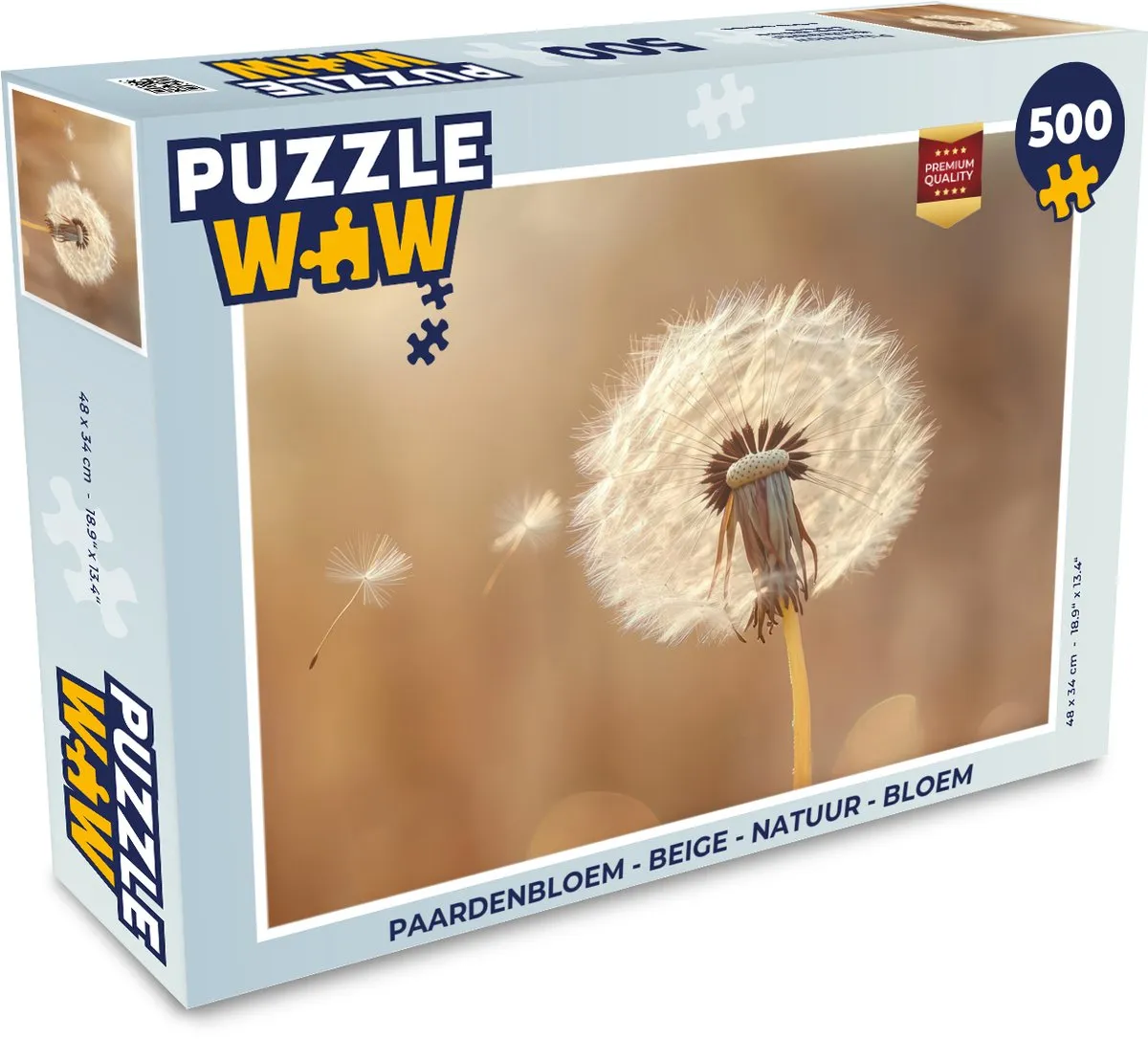 PuzzleWow Paardenbloem Legpuzzel 500 Stuks - Beige
