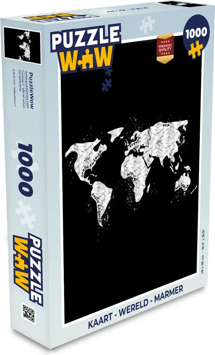 PuzzleWow Wereld Marmerprint Legpuzzel 1000 Stuks
