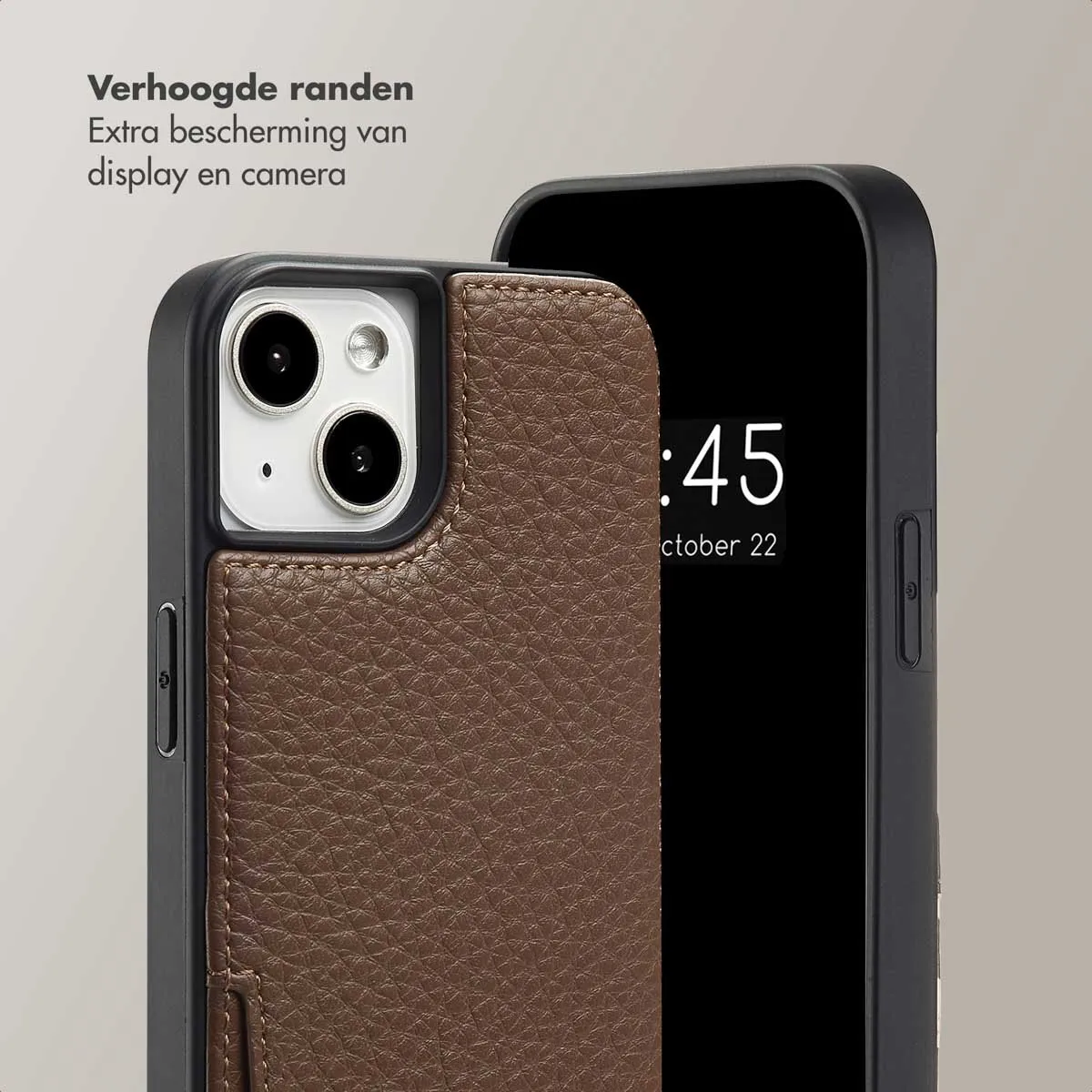 Selencia Hoesje iPhone 13/14 Backcover Mocha Brown - 2 Pasjes