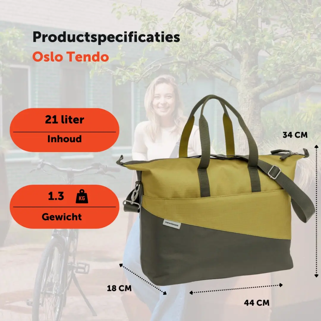 New Looxs Oslo Tendo Enkele Fietstas - 21L - Olive - afbeelding 2 van 6