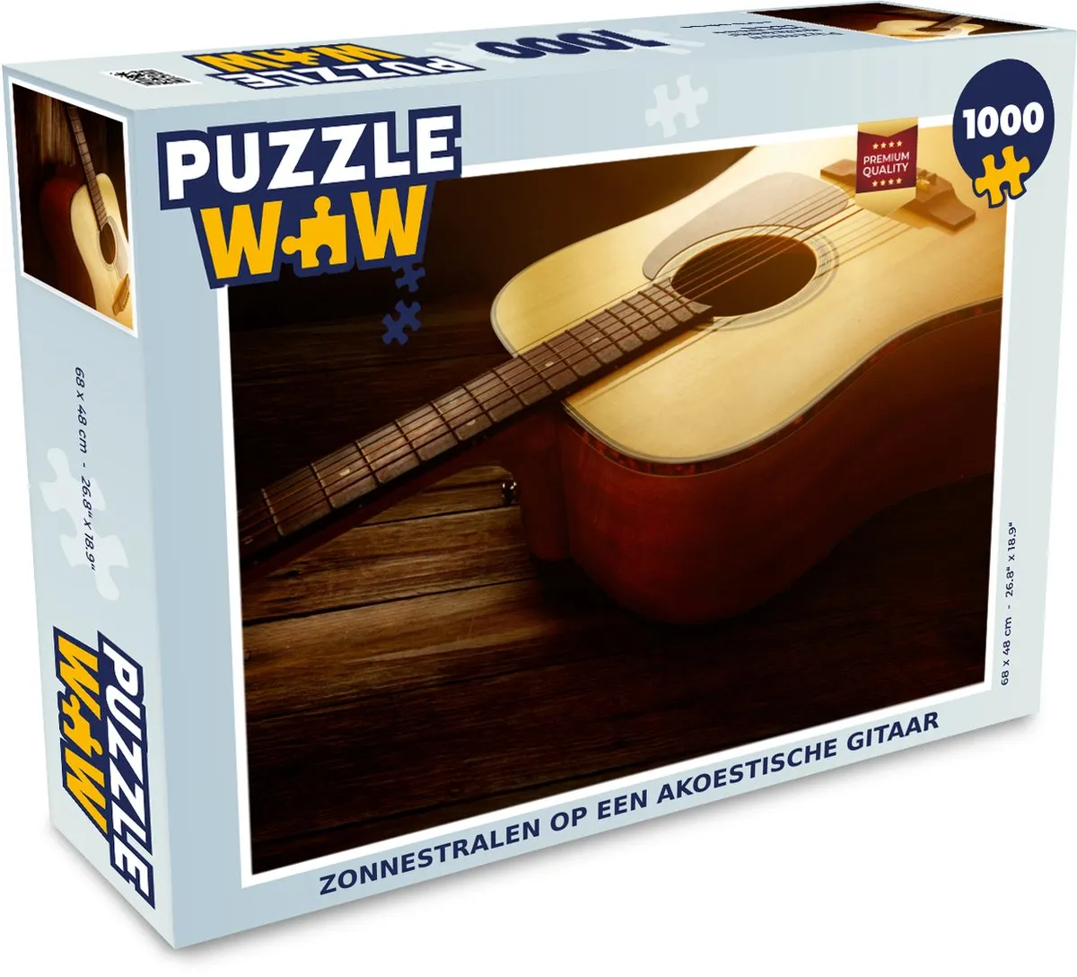 PuzzleWow Zonnestralen op een akoestische gitaar Legpuzzel 1000 Stuks