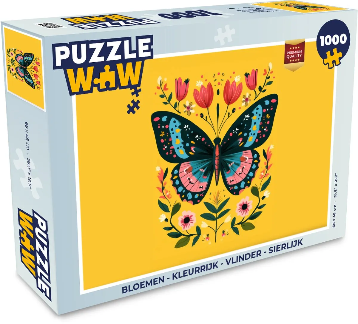 PuzzleWow Bloemen Vlinder Legpuzzel 1000 Stuks - Kleurrijk