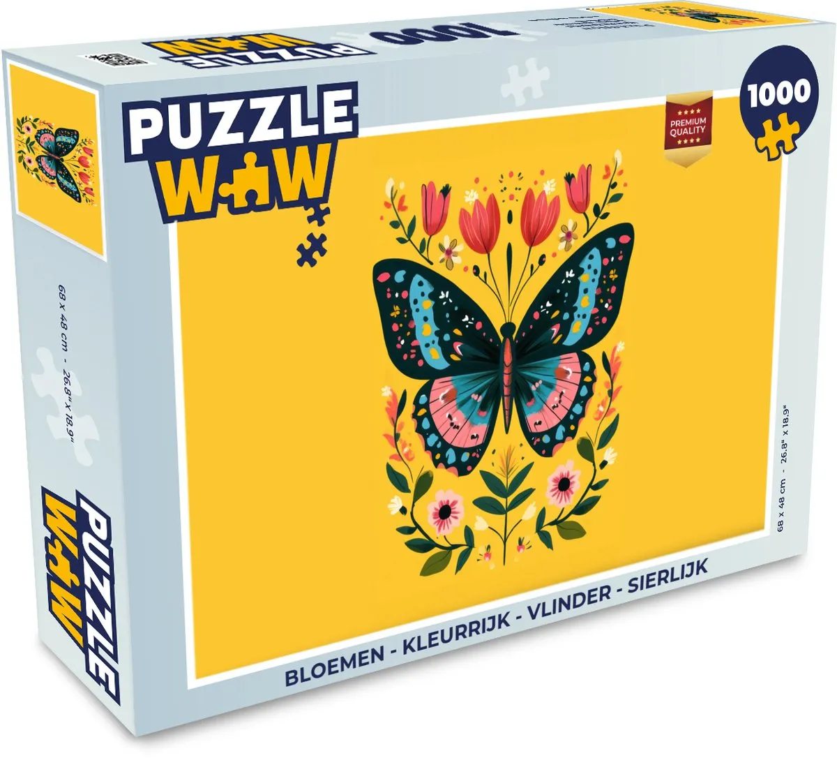 PuzzleWow Bloemen Vlinder Legpuzzel 1000 Stuks - Kleurrijk