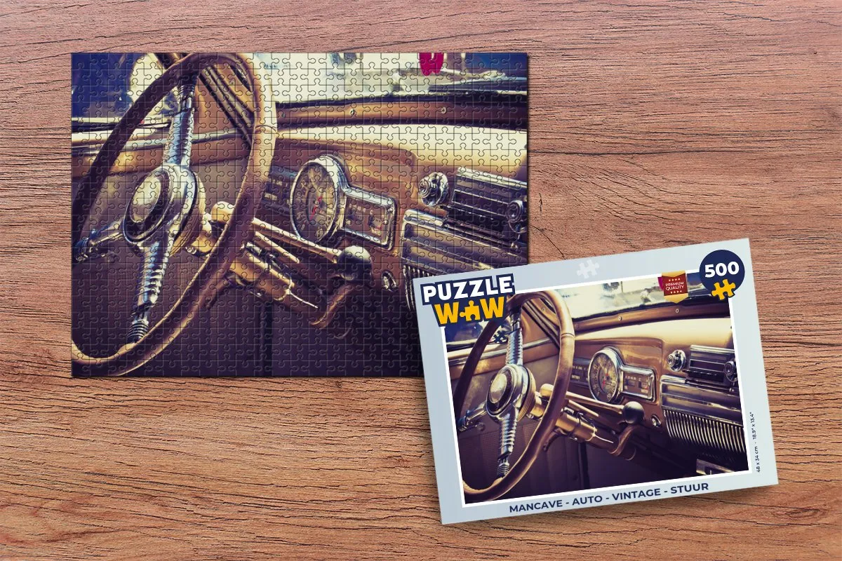PuzzleWow Mancave Auto Vintage Legpuzzel 500 Stuks - Multicolor