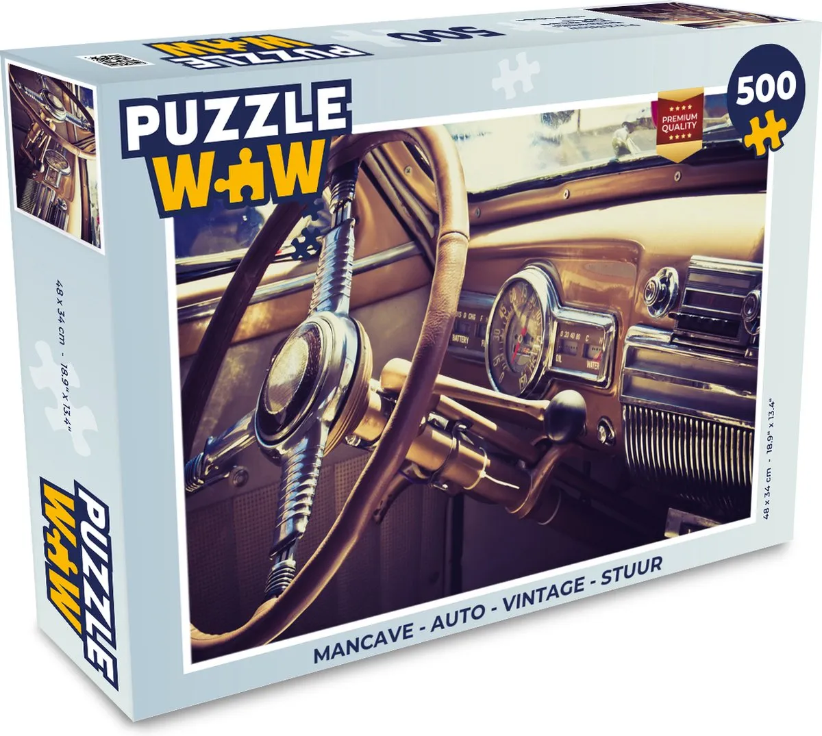 PuzzleWow Mancave Auto Vintage Legpuzzel 500 Stuks
