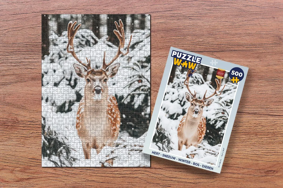 PuzzleWow Hert Sneeuw Legpuzzel 500 Stuks