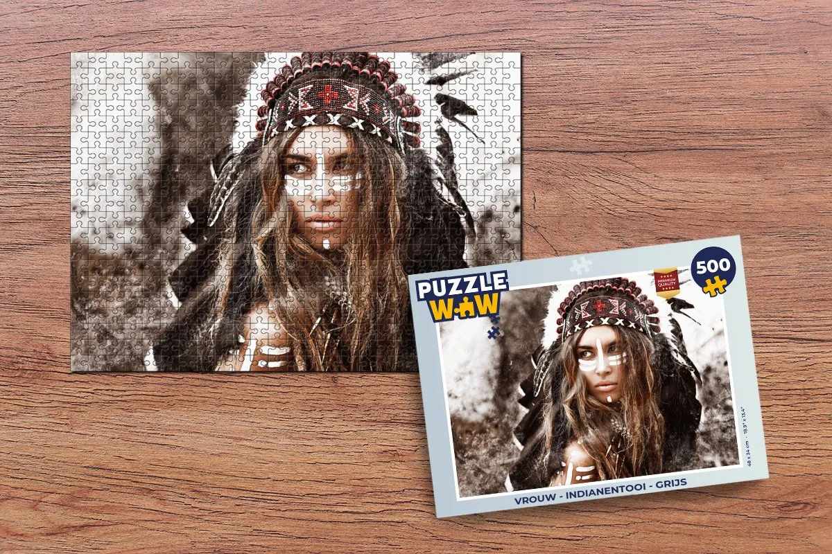 PuzzleWow Indianentooi Legpuzzel 500 Stuks - Multicolor