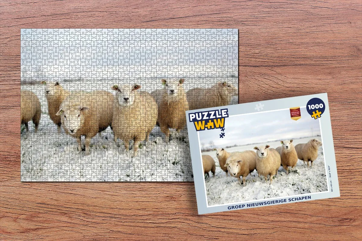 PuzzleWow Groep Nieuwsgierige Schapen Legpuzzel 1000 Stuks - Multicolor