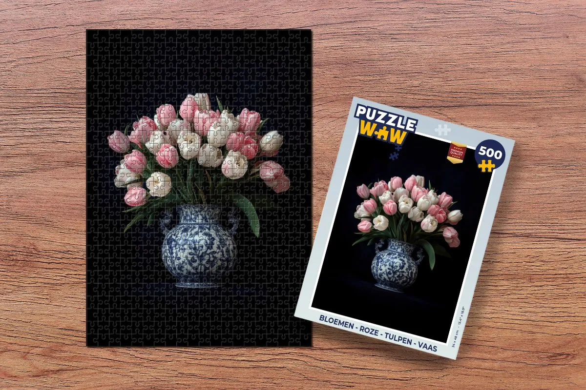 PuzzleWow Bloemen Roze Legpuzzel 500 Stuks - Tulpen