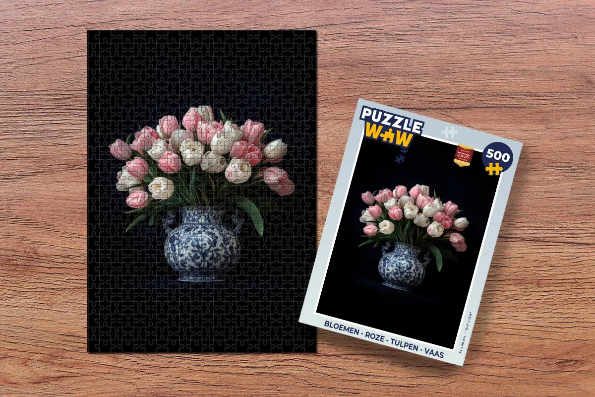PuzzleWow Bloemen Roze Legpuzzel 500 Stuks - Tulpen