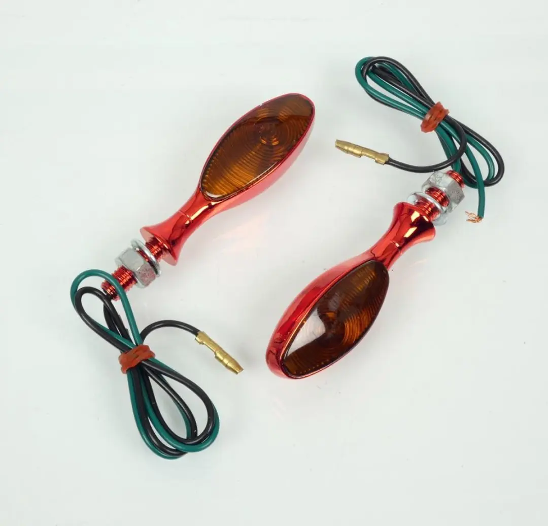 Mini clignotant LED 12V aluminium oblong chromé rouge pour moto 4602 Neuf