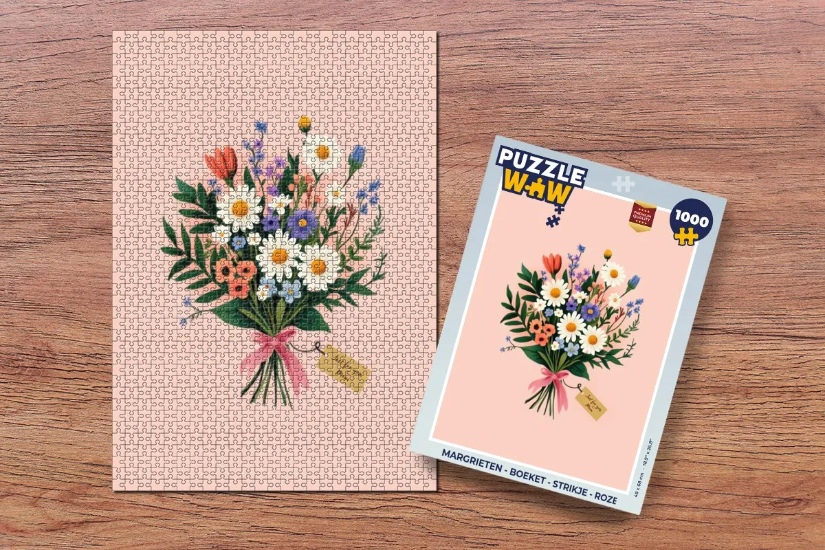 PuzzleWow Margrieten Legpuzzel 1000 Stuks - Roze