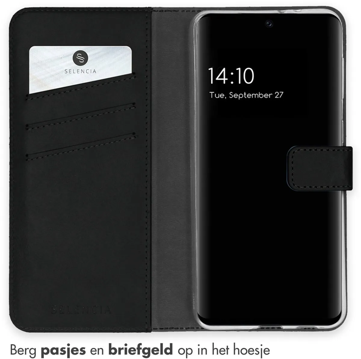 Selencia Hoesje Samsung Galaxy A32 5G - Echt Lederen Bookcase Zwart