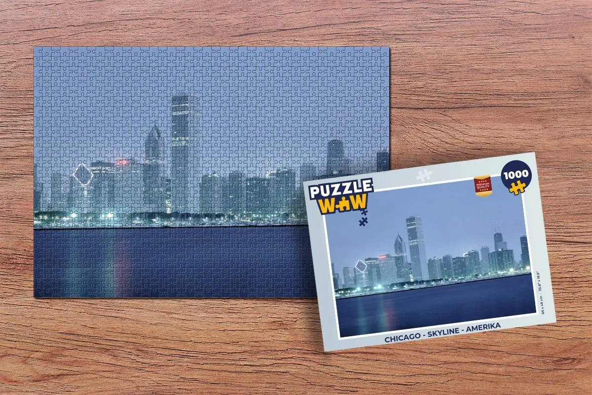 PuzzleWow Chicago Skyline Legpuzzel 1000 Stuks - Multicolor