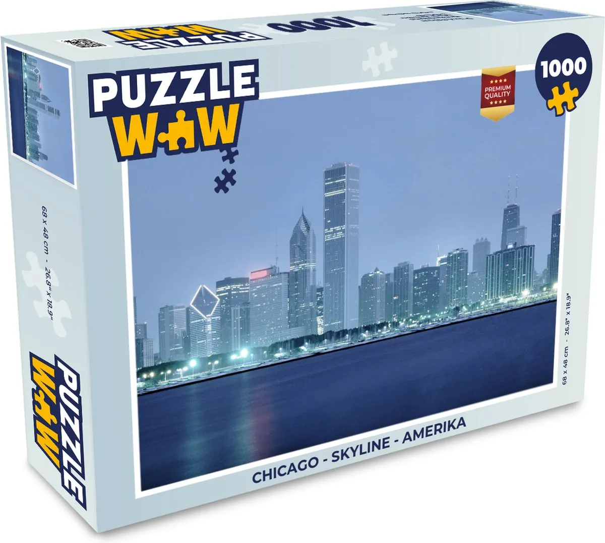 PuzzleWow Chicago Skyline Legpuzzel 1000 Stuks - Multicolor