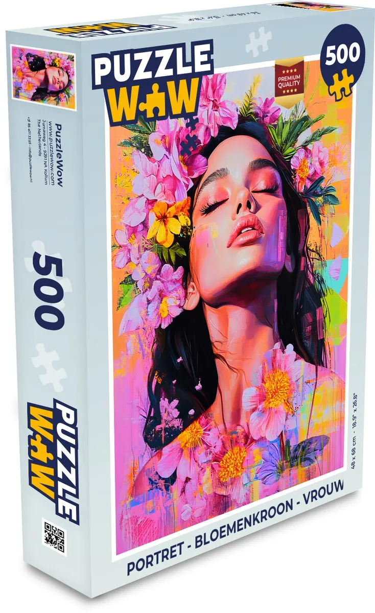 PuzzleWow Portret Bloemenkroon Legpuzzel 500 Stuks