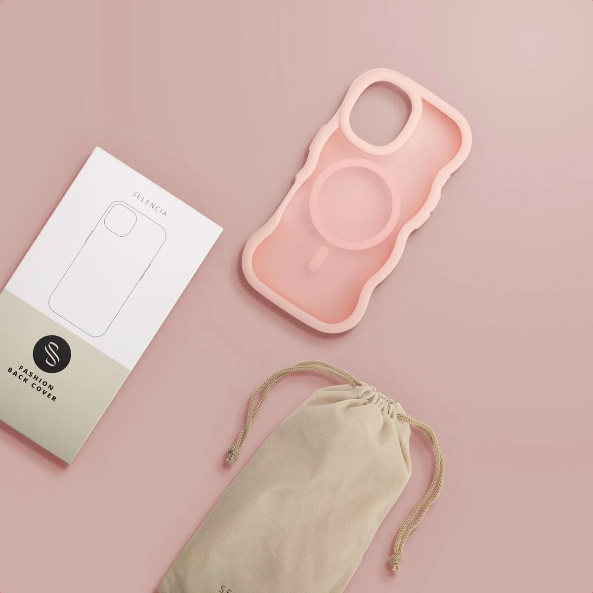 Selencia Wavy Case iPhone 16 - Roze