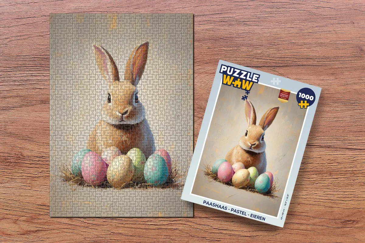 PuzzleWow Paashaas Legpuzzel 1000 Stuks - Pastel