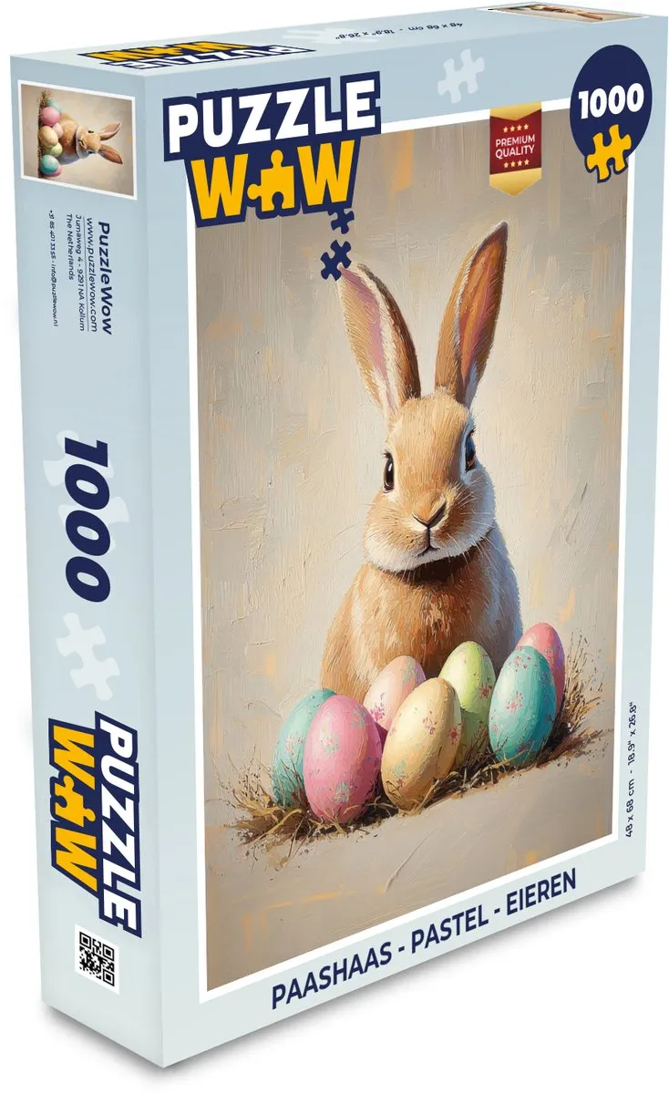 PuzzleWow Paashaas Legpuzzel 1000 Stuks - Pastel