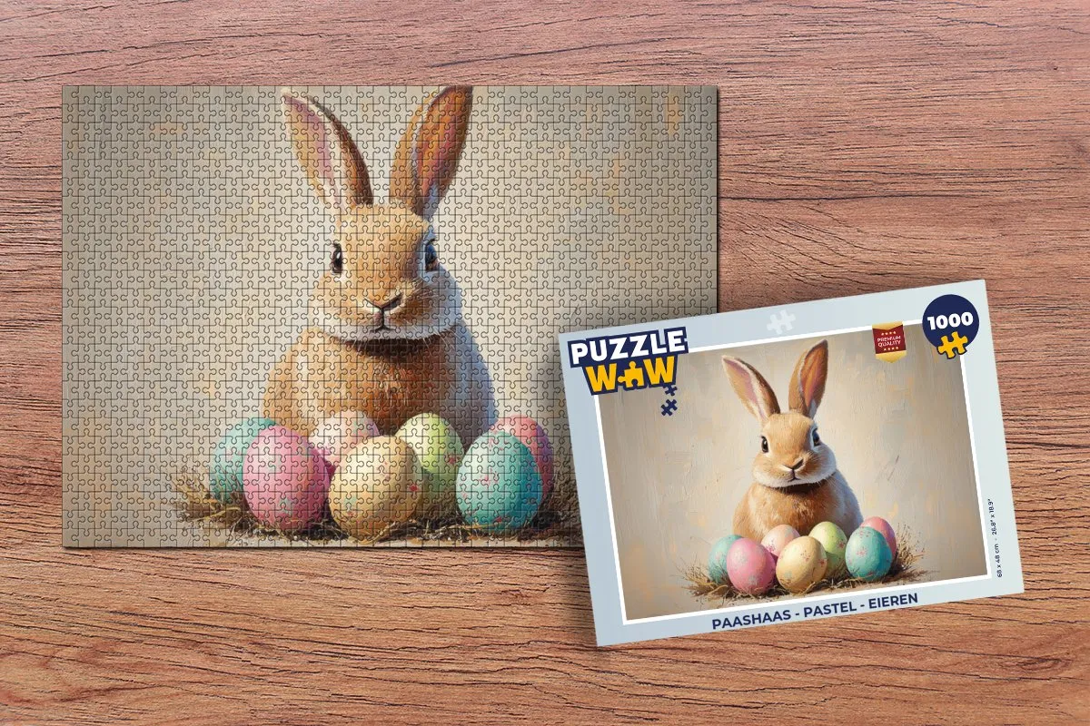 PuzzleWow Paashaas Legpuzzel 1000 Stuks - Pastel