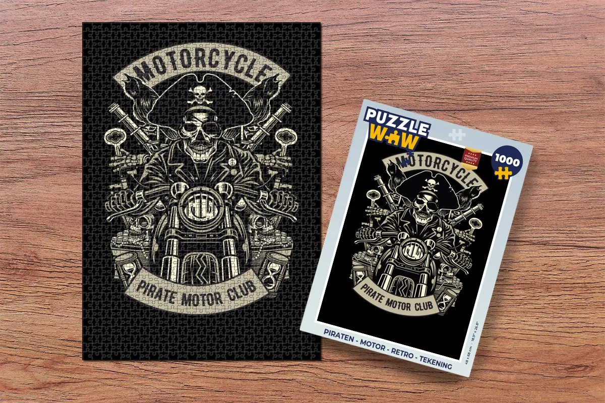 PuzzleWow Piraten Motor Retro Legpuzzel 1000 Stuks - Multicolor