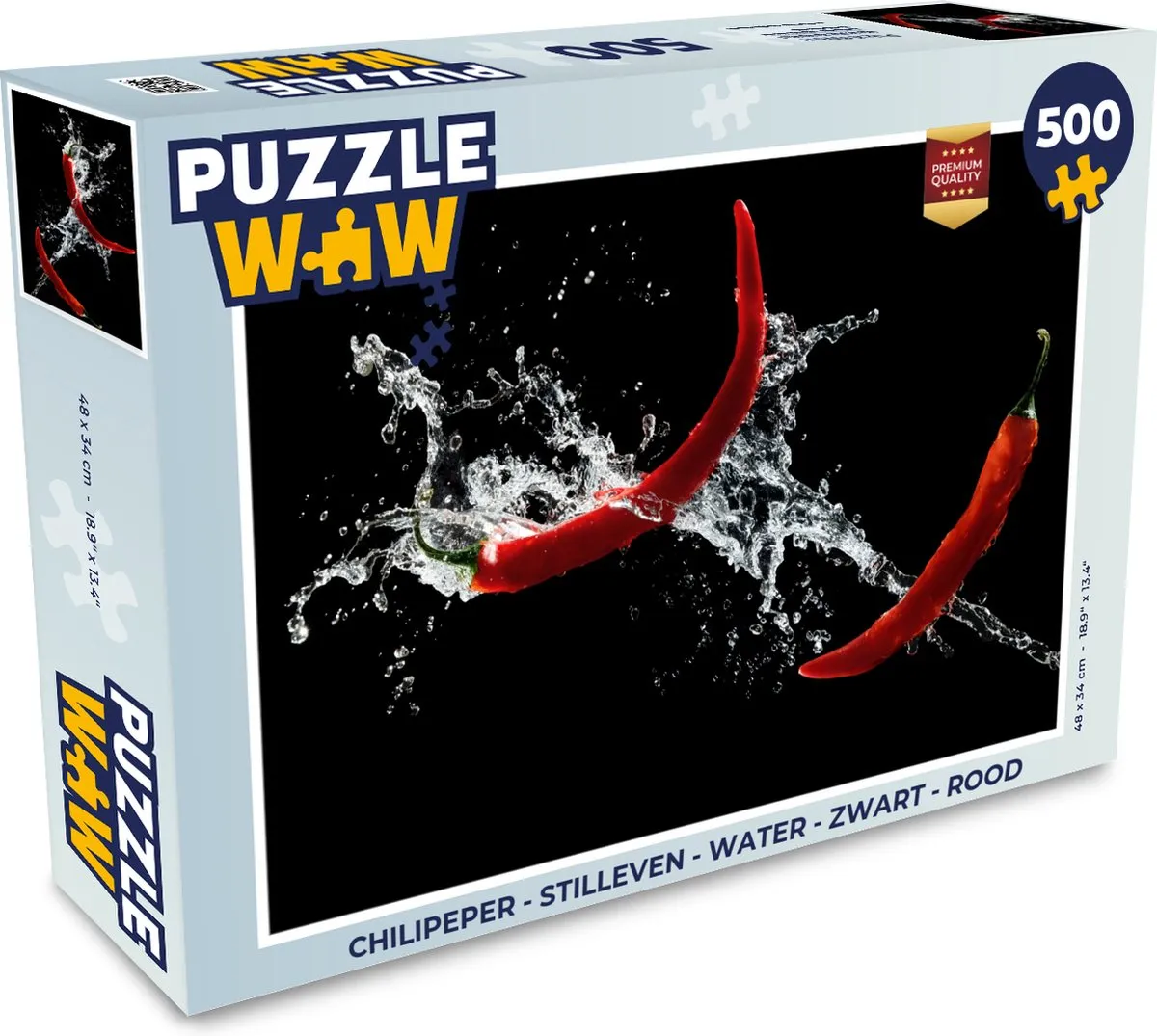PuzzleWow Chilipeper Stilleven Legpuzzel 500 Stuks - Multicolor