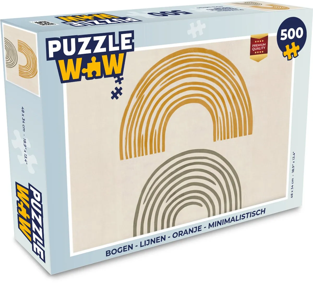 PuzzleWow Bogen Lijnen Minimalistisch Puzzel 500 Stuks