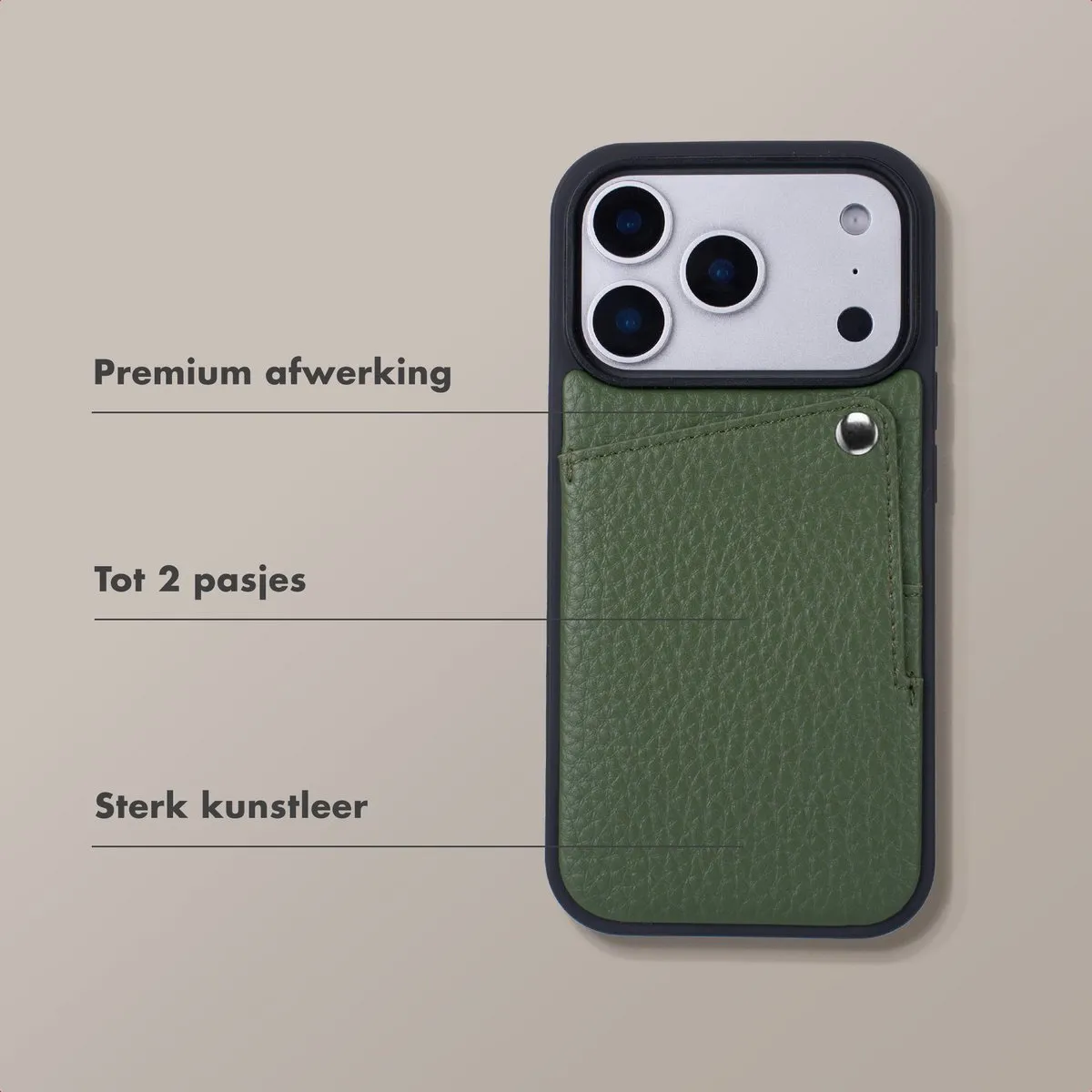 Selencia Hoesje iPhone 17 Pro Max - Sage Green - 2 Pasjes