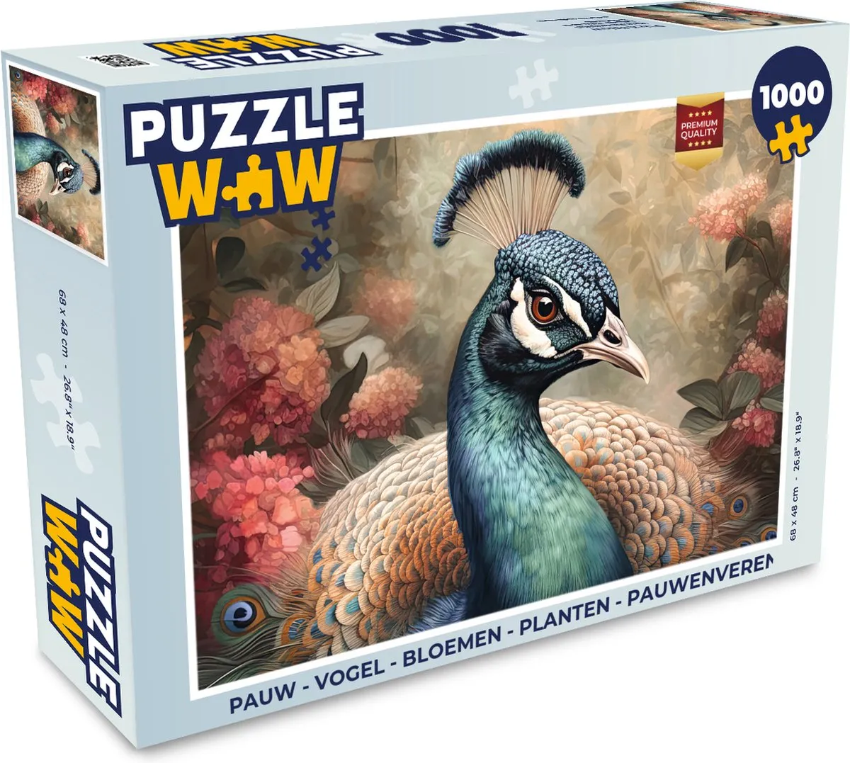 PuzzleWow Pauwenveren Legpuzzel 1000 Stuks - Multicolor