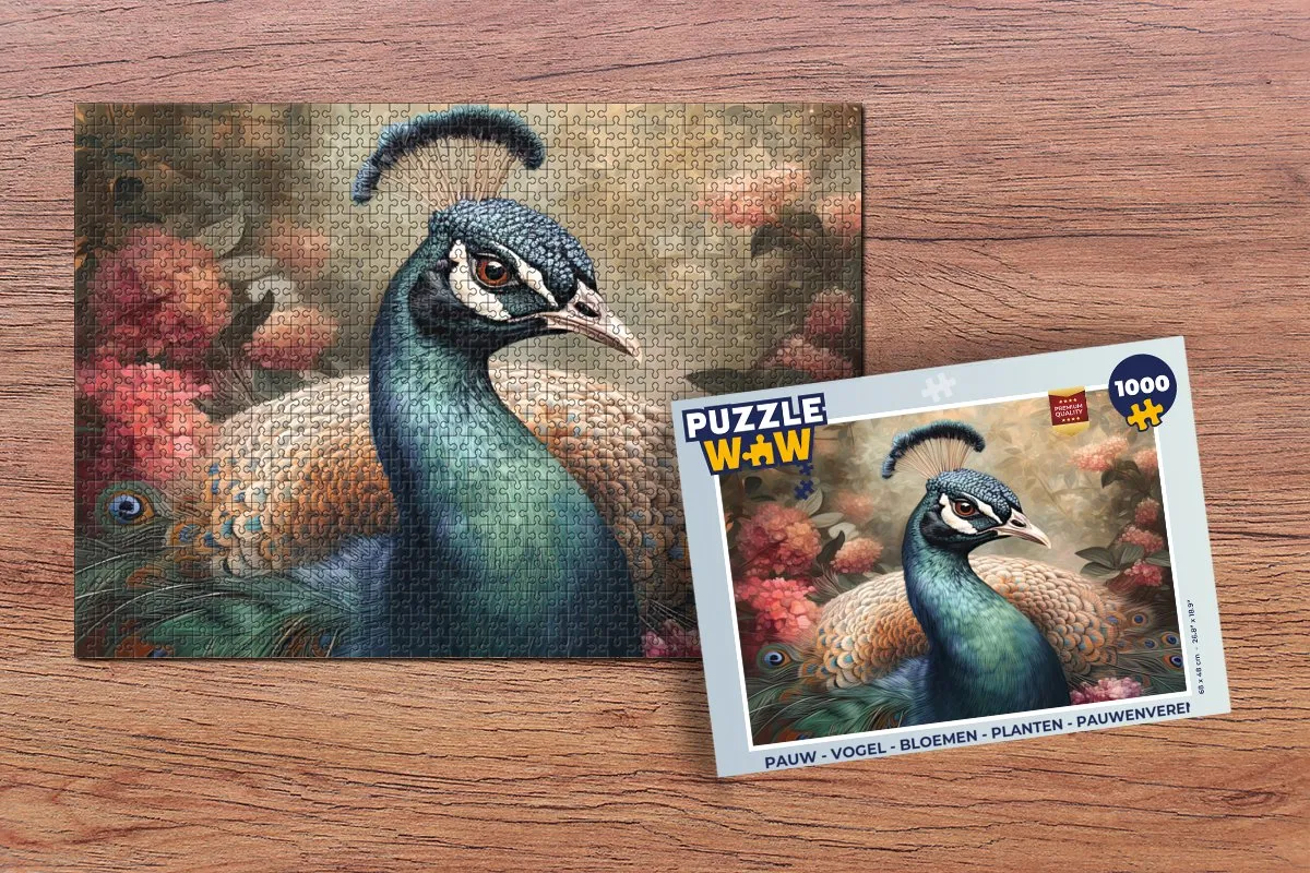 PuzzleWow Pauwenveren Legpuzzel 1000 Stuks - Multicolor
